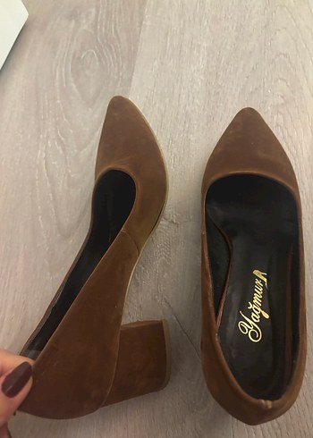 Kahverengi Süet Stiletto Topuklu Kadın Ayakkabı - Görsel 5