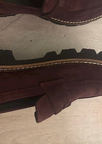 Bordo Süet Platform Topuklu Kadın Klasik Ayakkabı makosen - Görsel 5