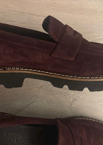 Bordo Süet Platform Topuklu Kadın Klasik Ayakkabı makosen - Görsel 2