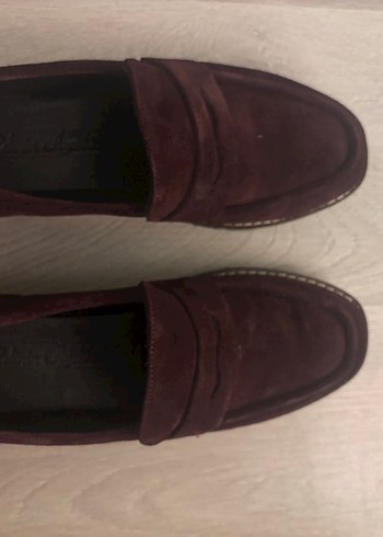 Bordo Süet Platform Topuklu Kadın Klasik Ayakkabı makosen - Görsel 3