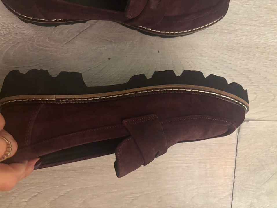 Bordo Süet Platform Topuklu Kadın Klasik Ayakkabı makosen - Görsel 5