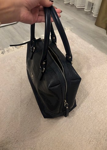 Lacivert Yılan Derisi Desenli Kadın Deri Çanta - Görsel 4