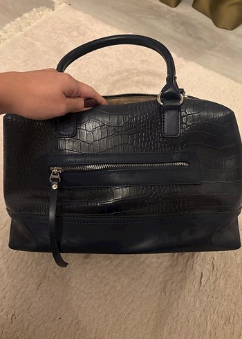 Lacivert Yılan Derisi Desenli Kadın Deri Çanta - Görsel 2