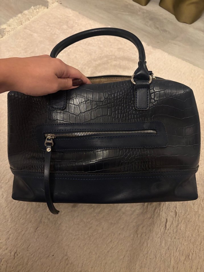 Lacivert Yılan Derisi Desenli Kadın Deri Çanta - Görsel 2