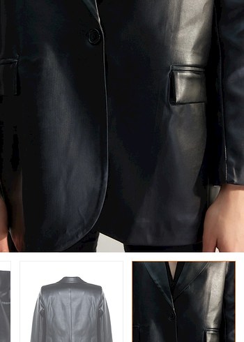 Siyah Deri Kadın Ceket, Düğmeli, Midi Boy - Görsel 10