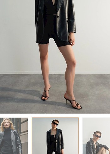 Siyah Deri Kadın Ceket, Düğmeli, Midi Boy - Görsel 7