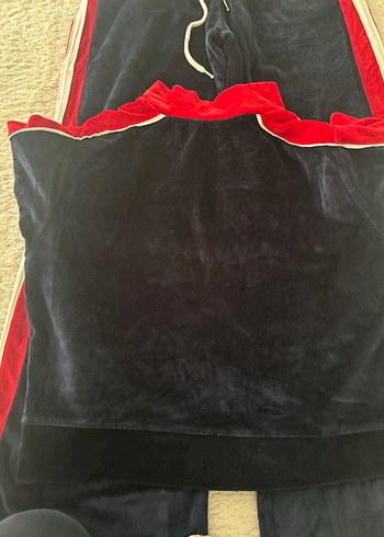 Lacivert kadife Kadın Spor Rahat kesim eşofman takımı - Görsel 6