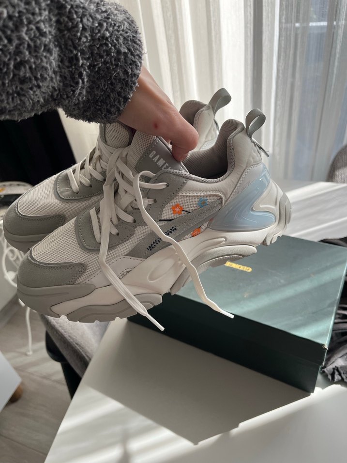 Gri Baskılı Bağcıklı Kadın Spor Ayakkabı - Görsel 5