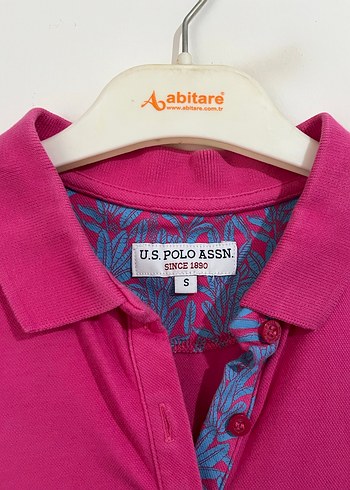 U.S POLO Düğmeli Yakalı Kısa Kollu Pembe Tişört - Görsel 4