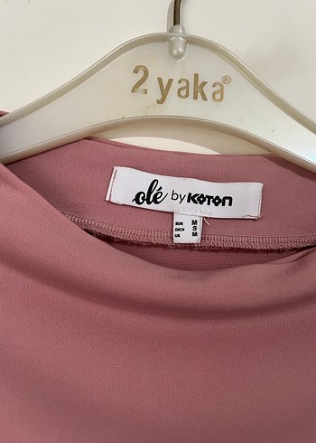 Pembe Drapeli Kolsuz Midi Bluz - Görsel 4