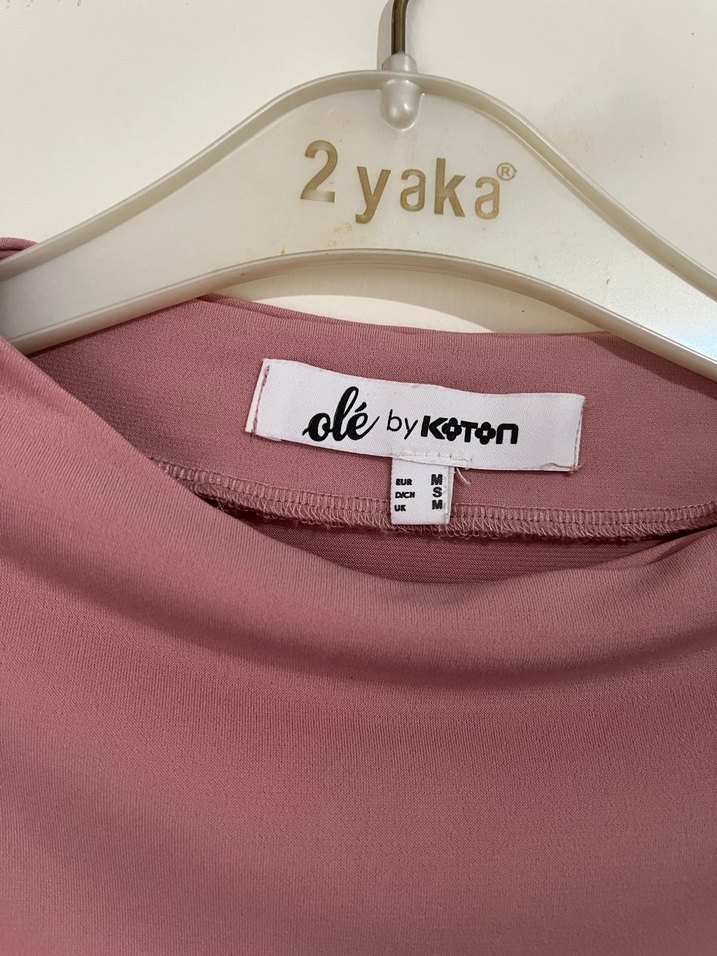 Pembe Drapeli Kolsuz Midi Bluz - Görsel 4