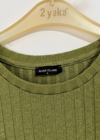 Kadın Haki Kısa Kollu Fitilli Tişört - Görsel 4