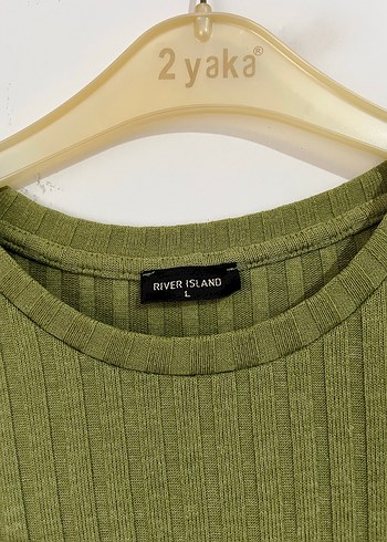 Kadın Haki Kısa Kollu Fitilli Tişört - Görsel 3