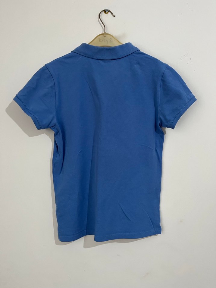 Mavi Polo Yaka Kısa Kollu Kadın Tişört - Görsel 4