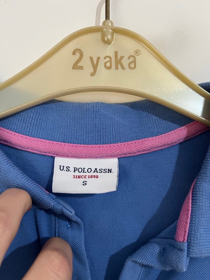 Mavi Polo Yaka Kısa Kollu Kadın Tişört - Görsel 2