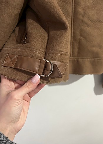 Kahverengi Kürklü Süet Kadın Ceket - Görsel 8