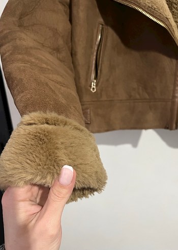 Kahverengi Kürklü Süet Kadın Ceket - Görsel 5