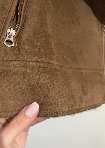 Kahverengi Kürklü Süet Kadın Ceket - Görsel 6