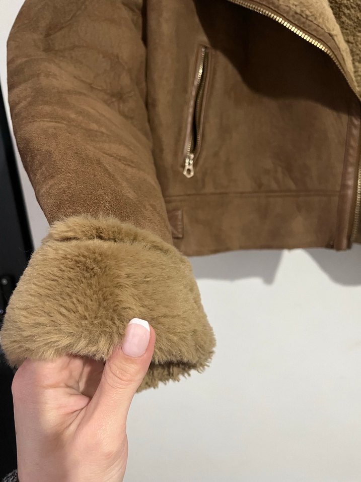 Kahverengi Kürklü Süet Kadın Ceket - Görsel 5
