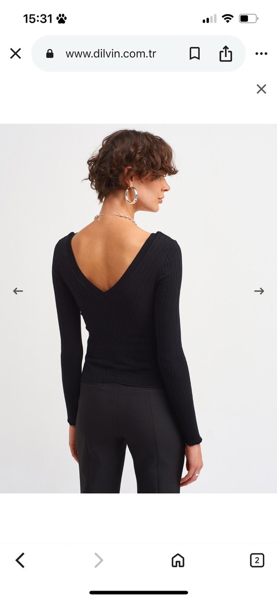 Siyah V Yaka İnce Triko Kadın Kazak - Görsel 4