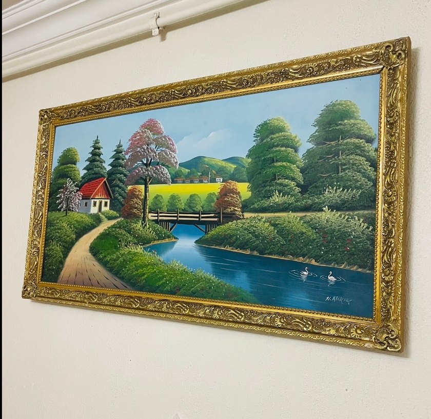 Antika Yağlı Boya Manzara Tablosu - Görsel 2