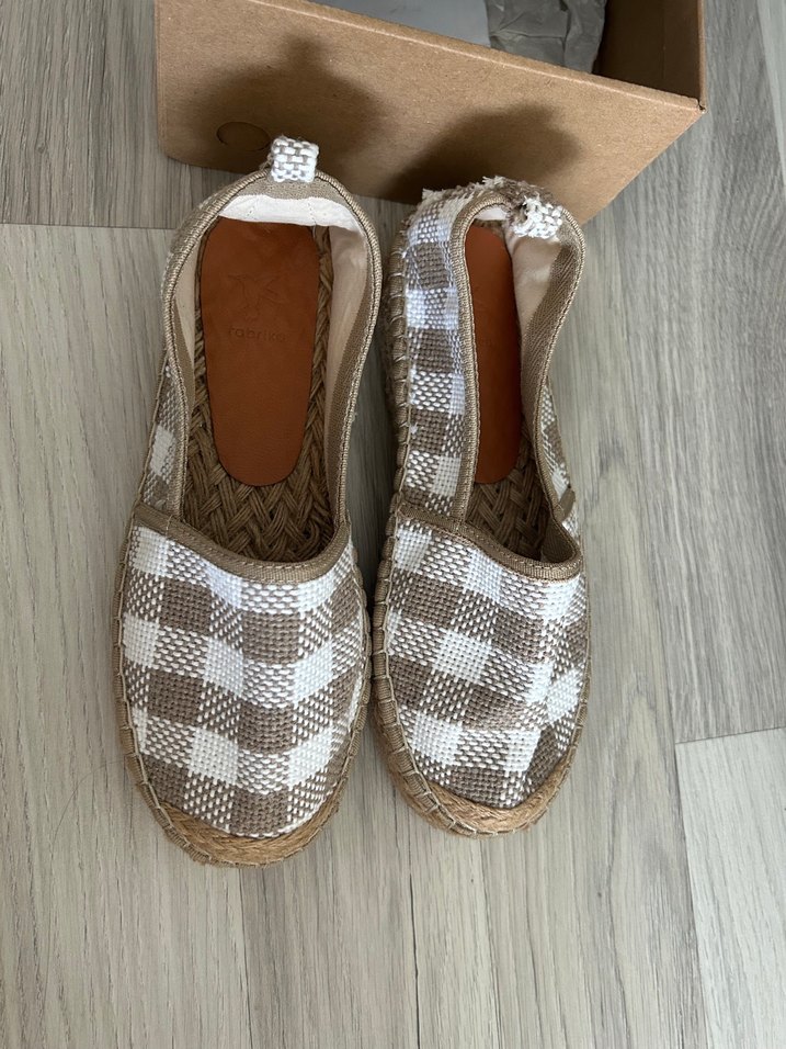 Kahverengi Kareli Dolgu Topuklu Espadril - Görsel 2