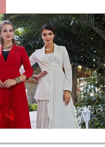 Beyaz Pileli Kadın Etek - Görsel 4