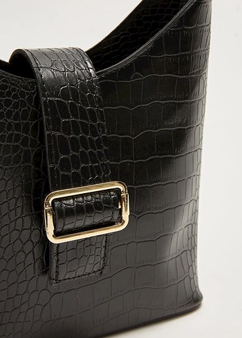 Gri Yılan Desenli Deri Kadın Çanta - Görsel 3