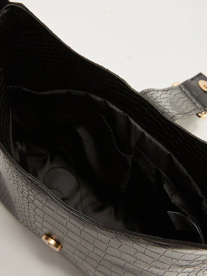 Gri Yılan Desenli Deri Kadın Çanta - Görsel 5