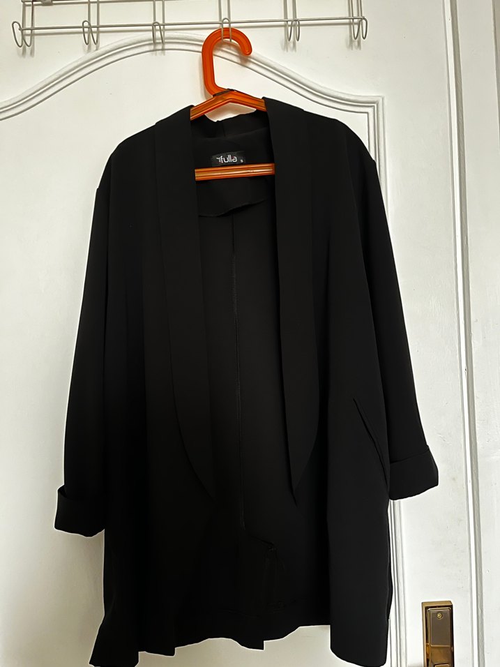 Siyah Uzun Kadın Blazer Ceket - Görsel 2