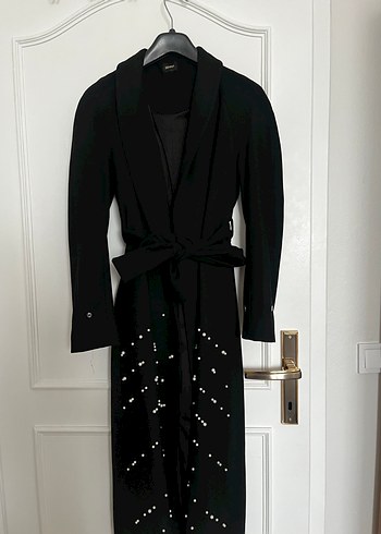 Kemerli Siyah Uzun Kaban - Görsel 2