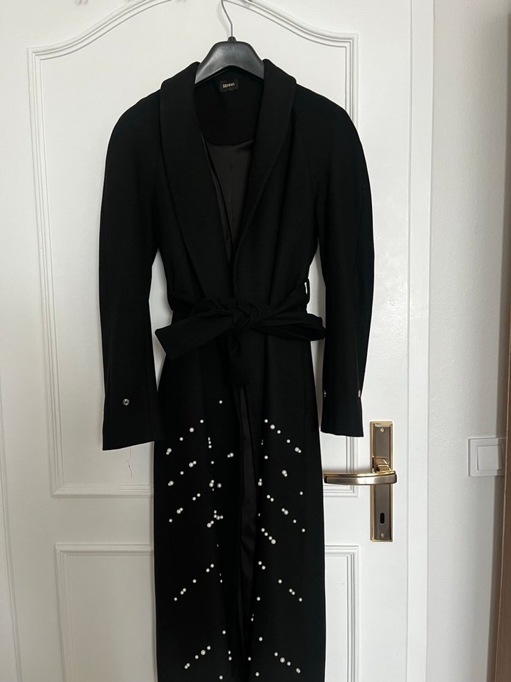 Kemerli Siyah Uzun Kaban - Görsel 2