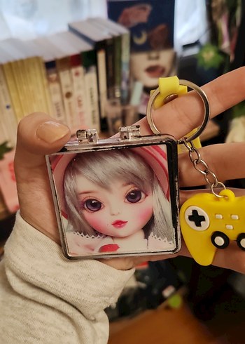 Renkli Zincir Detaylı Kadın Anahtarlık vintage ayna - Görsel 2