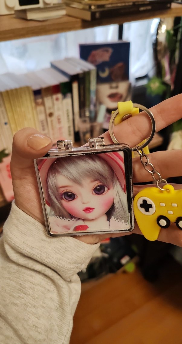 Renkli Zincir Detaylı Kadın Anahtarlık vintage ayna - Görsel 2