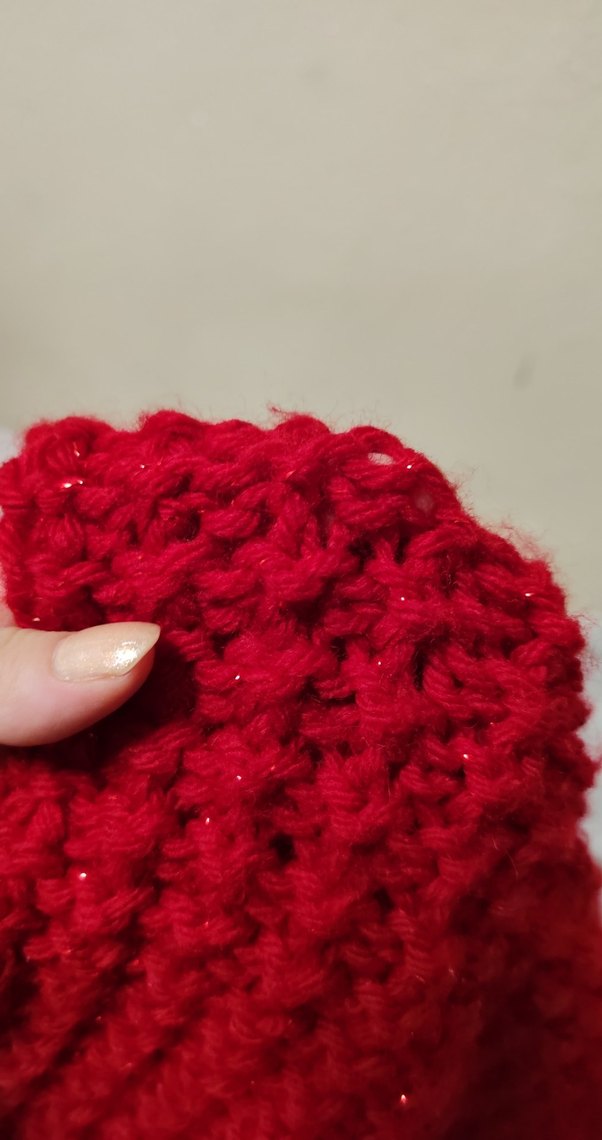 Kırmızı Örgü Kadın Şal - Görsel 2