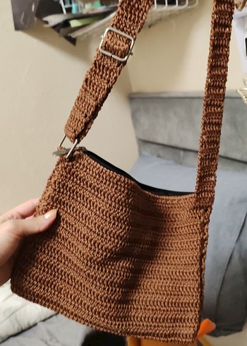 Kahverengi Örgü Kadın Çanta Detaylı - Görsel 2