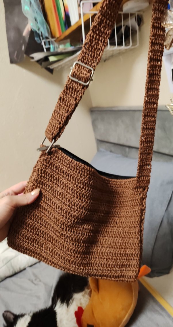 Kahverengi Örgü Kadın Çanta Detaylı - Görsel 2