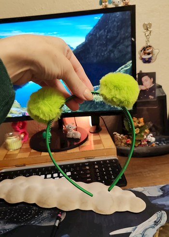 Yeşil Kabartmalı Kurbağa Kermit Çocuk Saç Bandı - Görsel 2