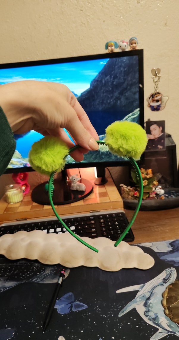 Yeşil Kabartmalı Kurbağa Kermit Çocuk Saç Bandı - Görsel 2