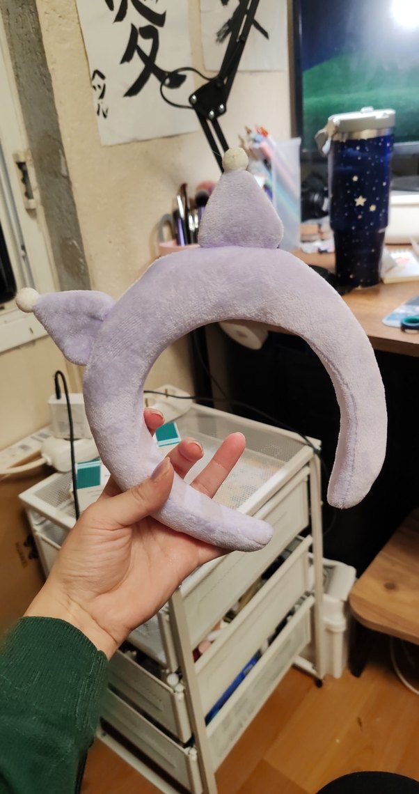 Mor Peluş Kedi Kulaklı Taç Kuromi - Görsel 2