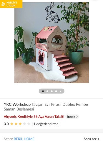 Pastel Pembe Kedi Evi ve Oyun Alanı - Görsel 2