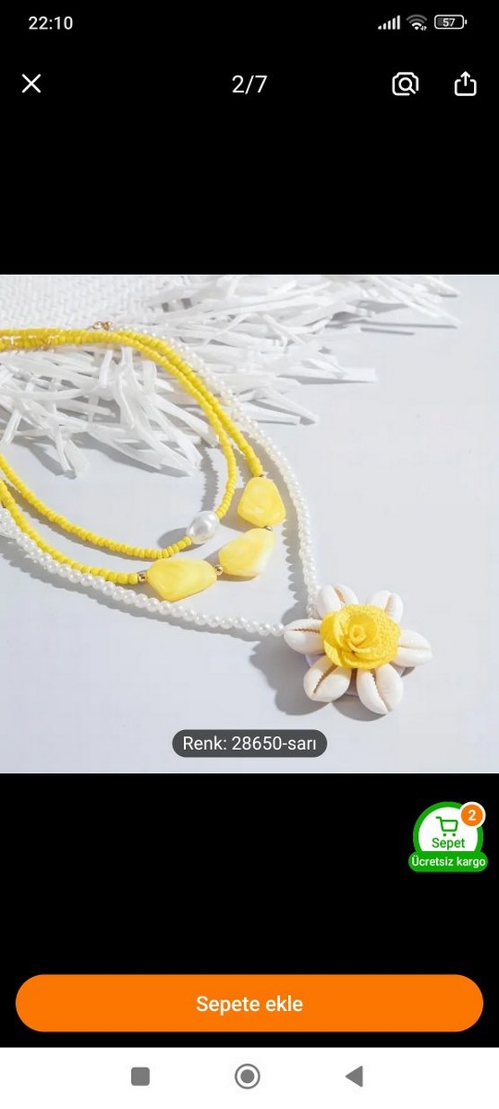 Sarı beyaz Boncuklu 3 lü Kolye - Görsel 3