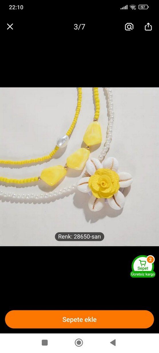 Sarı beyaz Boncuklu 3 lü Kolye - Görsel 4