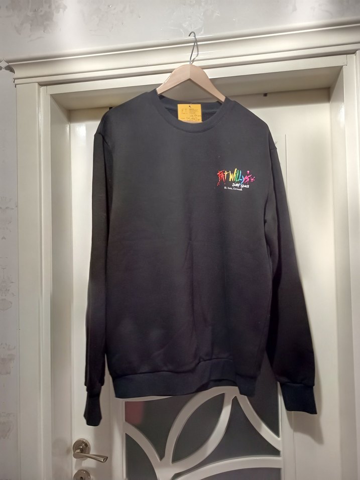 ABD Ünlü Retro markası sıfır Fat Willy's Siyah unisex Sweatshirt - Görsel 2