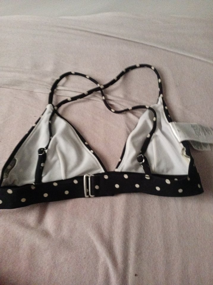 Puantiyeli Siyah Dolgusux Üçgen Bikini Üstü - Görsel 3