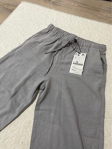 Stradivarius gri keten karışımlı pantolon