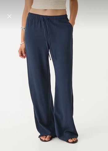 Stradivarius lacivert keten pantolon