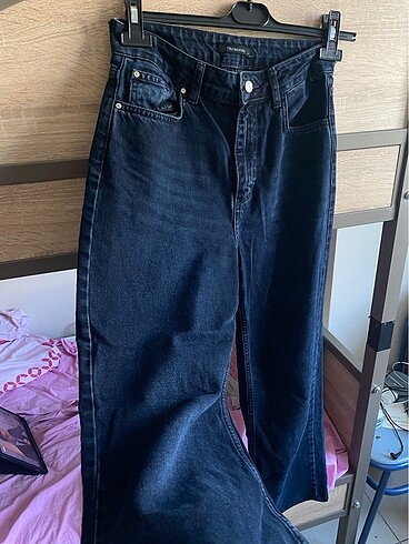 36 Beden lacivert Renk Gece mavisi yüksek bel wide leg jean milla