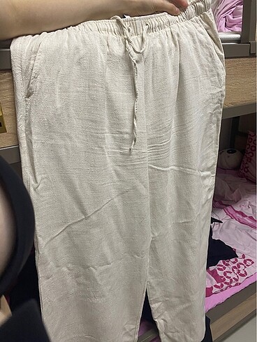 xl Beden camel Renk Stradivarius bej krem keten pantolon