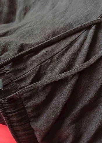 xl Beden Stradivarius siyah keten pantolon